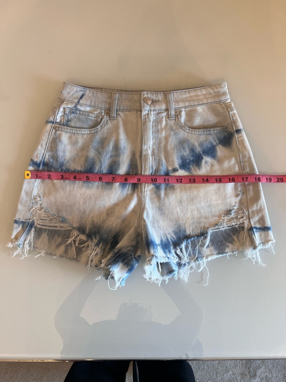 AMERICAN EAGLE Tie Dye Denim Shorts High Rise Cutoff Festival - Picture 7 of 15